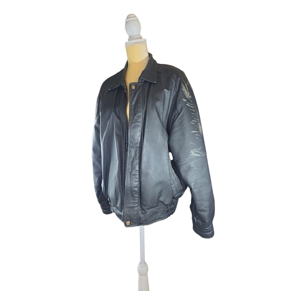 DNK Classic Vintage Beat-up Old Black Leather Jacket Men's M